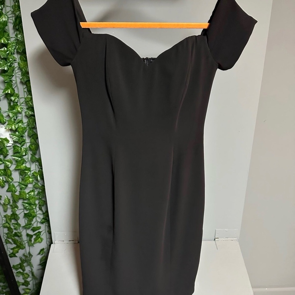 Badgley Mischka Black Off-Shoulder Mini Dress